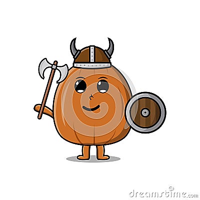 Cute cartoon character Almond nut viking pirate Stock Photo