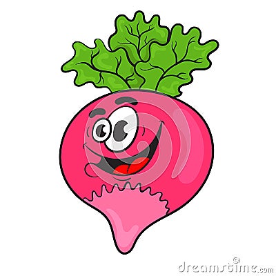 Cute cartoon character funny radish. vector illustration Vector Illustration