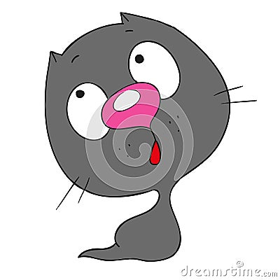 Cute cartoon character surprised kitten. Stock Photo