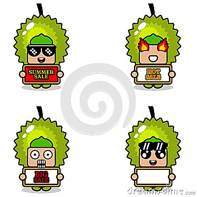 Summer sale durian fruit collection Vector Illustration