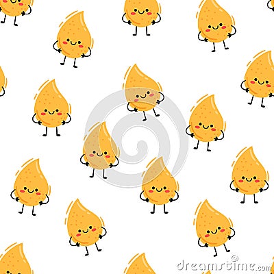 cute cartoon characters yellow drops of urine pattern. Seamless vector pattern on white background Vector Illustration