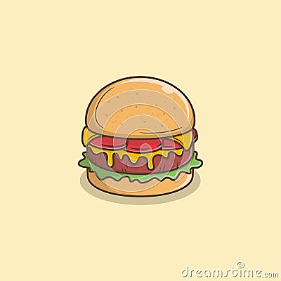 cute cartoon cheeseburger Vector Illustration