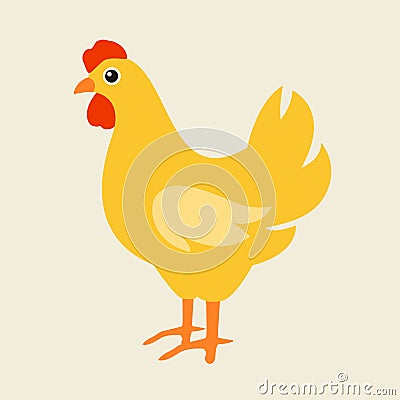 Cute cartoon chicken vector illustration. Vector Illustration