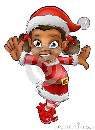 Cute Cartoon Christmas Santa Helper Elf Vector Illustration