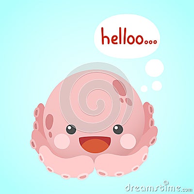 cute cartoon chubby octopus character Vector Illustration