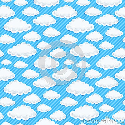 Cute cartoon cloud seamless pattern. Vector Illustration