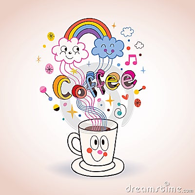 Cute cartoon coffee cup illustration Vector Illustration