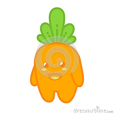 cute colorful carrot with smile emotion Funny character cartoon doodle vector illustration flat design Vector Illustration