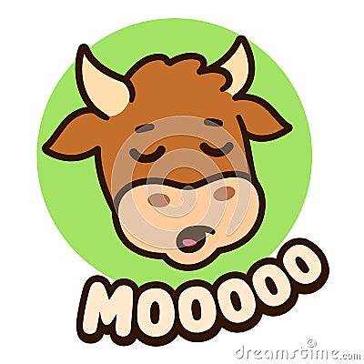 Cute cartoon cow saying Moo Vector Illustration