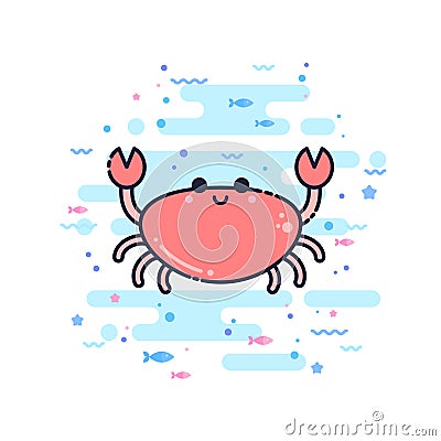 Cute cartoon crab character Stock Photo