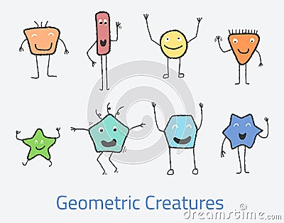 Cute cartoon creatures Vector Illustration