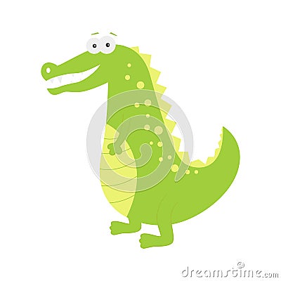 Cute cartoon crocodile isolated on white background. Vector Illustration