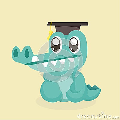 Cute cartoon crocodile. Vector Illustration