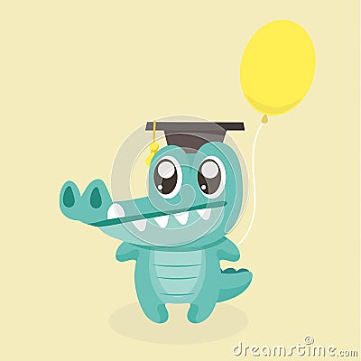 Cute cartoon crocodile. Vector Illustration