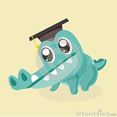 Cute cartoon crocodile. Vector Illustration