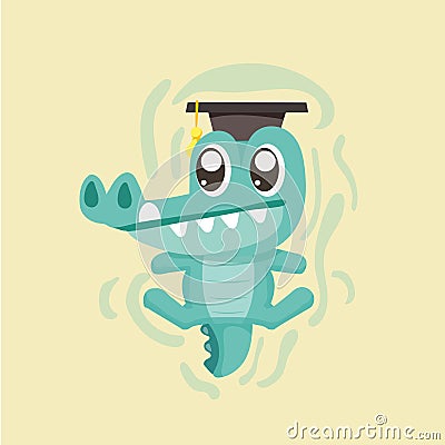 Cute cartoon crocodile. Vector Illustration