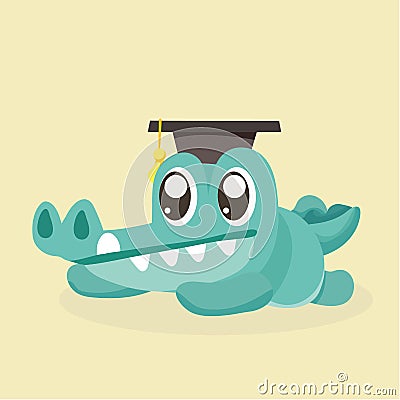 Cute cartoon crocodile. Vector Illustration