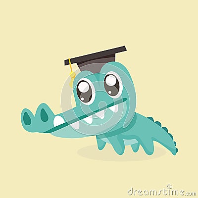 Cute cartoon crocodile. Vector Illustration