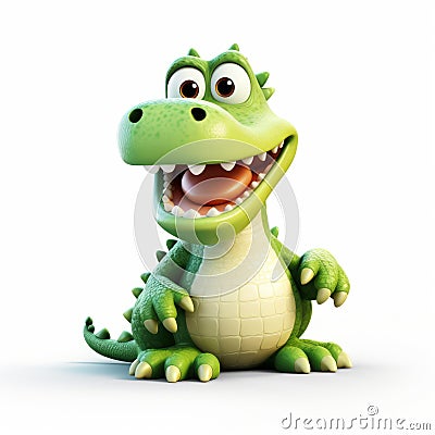 Cute Cartoon Crocodile: Playful And Fluffy 3d Animation Icon Stock Photo