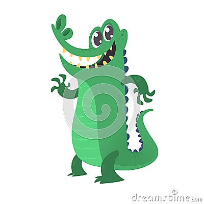 Cute cartoon crocodile. Vector illustration of alligator Vector Illustration