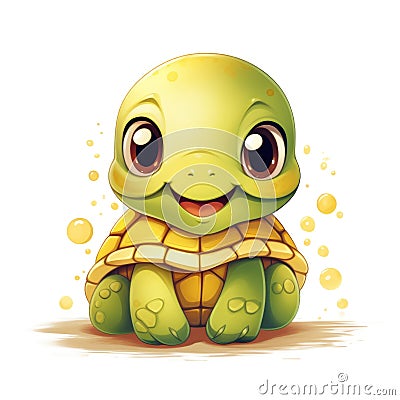 Cute cartoon 3d character turtle on white background Stock Photo