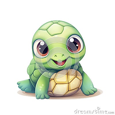 Cute cartoon 3d character turtle on white background Stock Photo