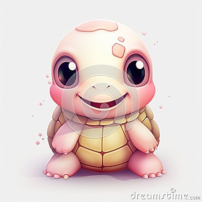 Cute cartoon 3d character turtle on white background Stock Photo