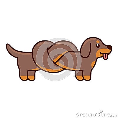 Cute cartoon dachshund Vector Illustration