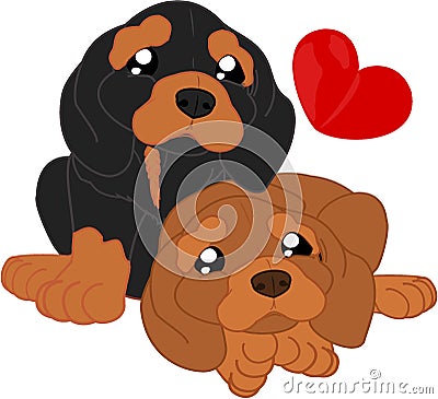 Cute cartoon dachshunds Vector Illustration