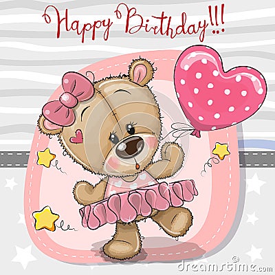 Cute Cartoon dancing Teddy Bear Vector Illustration