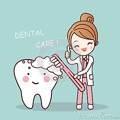 Cute cartoon dentist brush tooth Vector Illustration