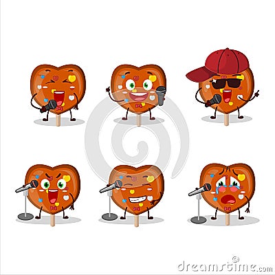 A Cute Cartoon design concept of orange lolipop love singing a famous song Vector Illustration