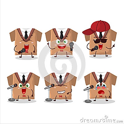 A Cute Cartoon design concept of school uniform brown singing a famous song Vector Illustration