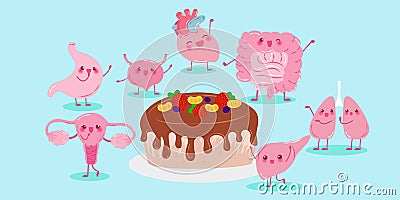 Cute cartoon different organ Stock Photo