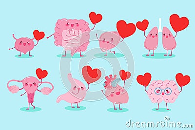 Cute cartoon different organ Stock Photo