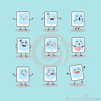 Cute cartoon digital tablet pc Vector Illustration