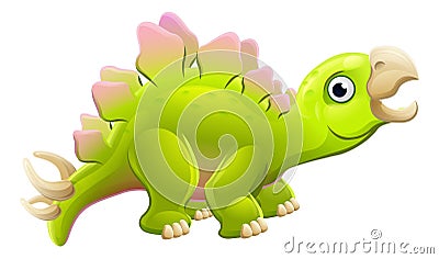 Cute Cartoon Dinosaur Stegosaurus Vector Illustration