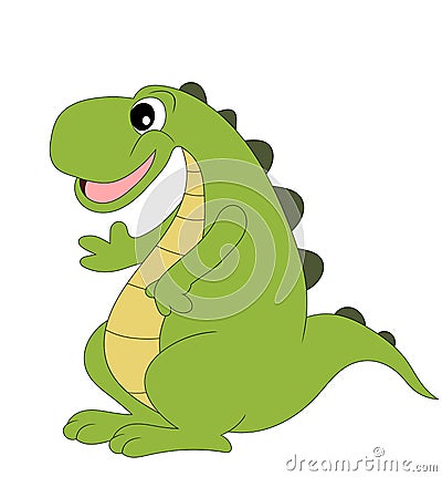 Cute cartoon dinosaur on white Vector Illustration