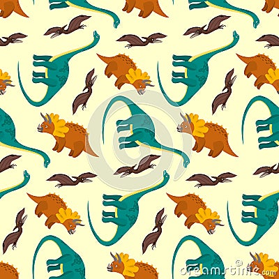 Cute cartoon dinosaurs pattern for kids textile Stock Photo