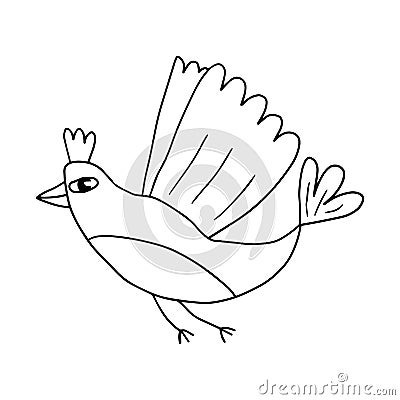 Cute cartoon doodle flying fantasy bird isolated Vector Illustration