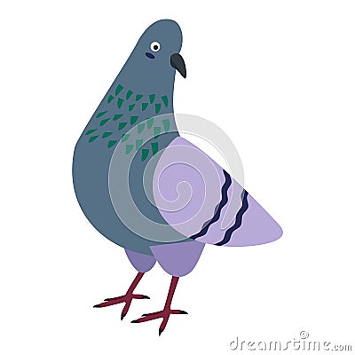 Cute, cartoon dove bird. Flat vector illustration Vector Illustration