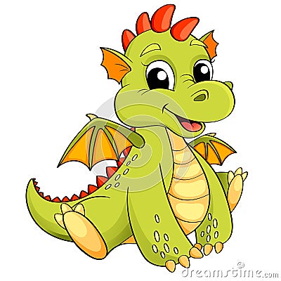 Cute cartoon dragon Vector Illustration