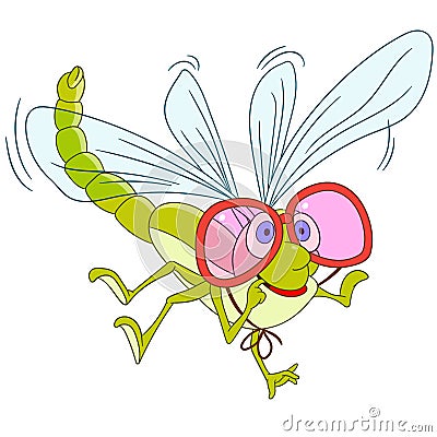 Cute cartoon dragonfly Vector Illustration