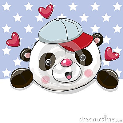 Cute Cartoon Drawing Panda Vector Illustration