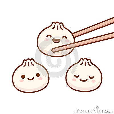 Cute cartoon dumplings Vector Illustration