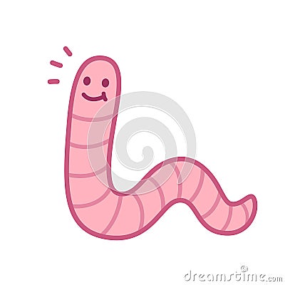 Cute cartoon earthworm Vector Illustration