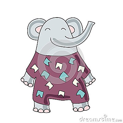 Cute cartoon elephant character, vector isolated illustration in simple style. Vector Illustration