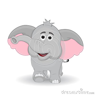 Cute cartoon elephant front view Vector Illustration