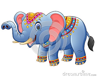 Cute cartoon elephant posing Vector Illustration