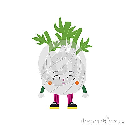 Cute cartoon fennel illustration on a white background Vector Illustration